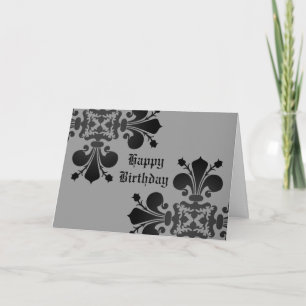 Gothic punk royal fleur de lis damask black gray kaart