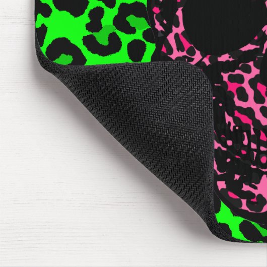Gothic Punk Skull Green Roze Leopard Print Muismat (Hoek)