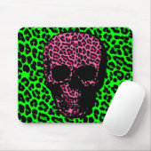 Gothic Punk Skull Green Roze Leopard Print Muismat (Met muis)