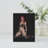 Gothic Punk Vampire Voman in Black Leather Briefkaart (Staand voorkant)