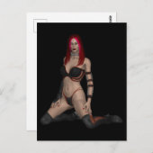 Gothic Punk Vampire Voman in Black Leather Briefkaart (Voorkant / Achterkant)