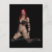 Gothic Punk Vampire Voman in Black Leather Briefkaart (Voorkant)