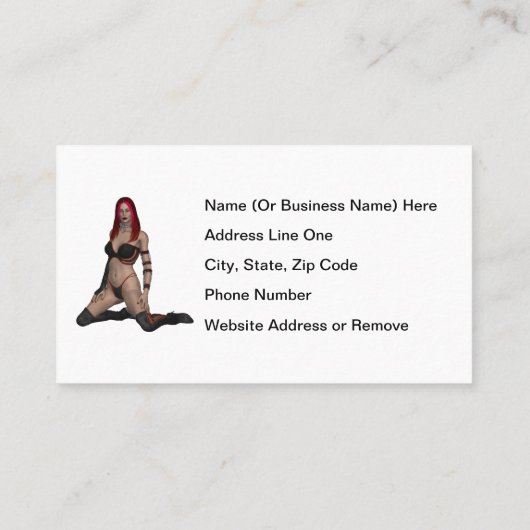 Gothic Punk Vampire Voman in Black Leather Visitekaartje (Achterkant)