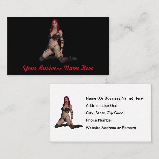 Gothic Punk Vampire Voman in Black Leather Visitekaartje (Voorkant / Achterkant)