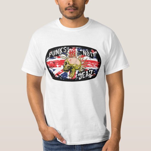 Gothic Punks not Dead with Skull and Union Jack T-shirt (Voorkant)