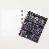 Gothic Purple Bookshelf Skull Personalized Planner (Display)