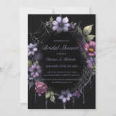 Gothic Purple Floral Spider Web Bridal Shower Kaart (Voorkant)