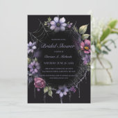 Gothic Purple Floral Spider Web Bridal Shower Kaart (Staand voorkant)