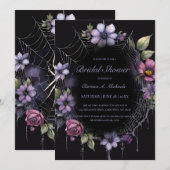 Gothic Purple Floral Spider Web Bridal Shower Kaart (Voorkant / Achterkant)