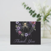 Gothic Purple Floral Spiderweb Thank You Briefkaart (Staand voorkant)