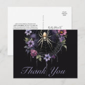 Gothic Purple Floral Spiderweb Thank You Briefkaart (Voorkant / Achterkant)