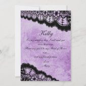 Gothic Purple Grunge Black Lace Maid Of Honor Kaart (Voorkant)