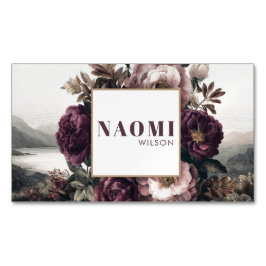 Gothic Purple Peony Lake Landscape Gold Frame Magnetisch Visitekaartje
