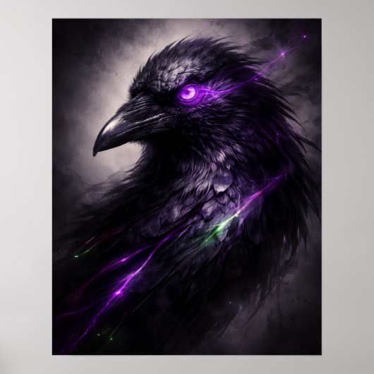 Gothic Purple Raven Wall Art Poster (Voorkant)