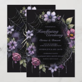 Gothic Purple Spider Floral Web Handfasting Kaart (Voorkant / Achterkant)