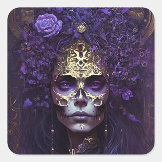 Gothic Queen Fantasy Art Square Sticker (Voorkant)