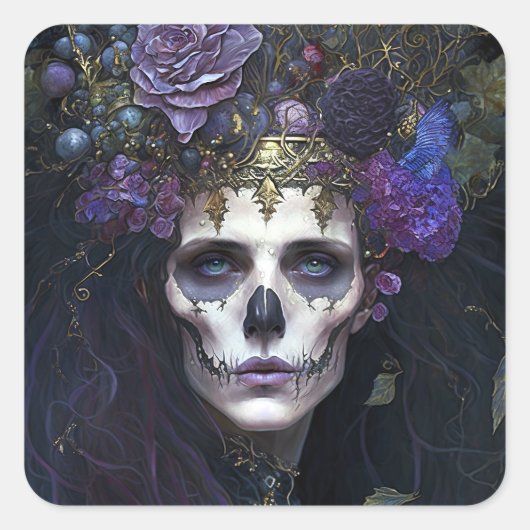 Gothic Queen Fantasy Art Vierkante Sticker (Voorkant)