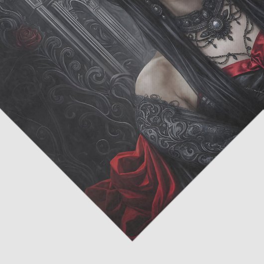Gothic Queen Portrait Decoupage | Dark Vampire Tissuepapier (Detail)