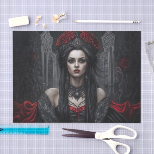 Gothic Queen Portrait Decoupage | Dark Vampire Tissuepapier (Craft)