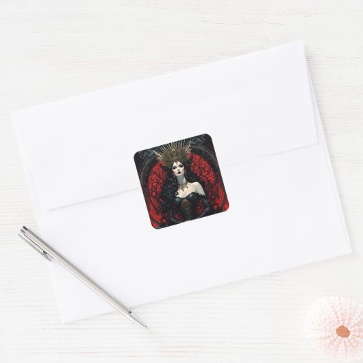 Gothic Queen Vierkante Sticker (Envelop)