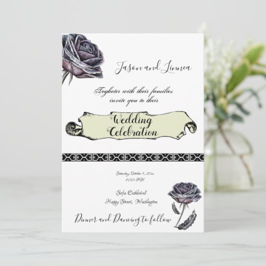 Gothic Quirky Elegant Old English Roos  Lux Kaart (Staand voorkant)