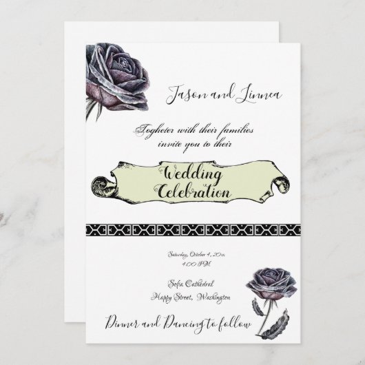 Gothic Quirky Elegant Old English Roos Lux Kaart (Voorkant / Achterkant)