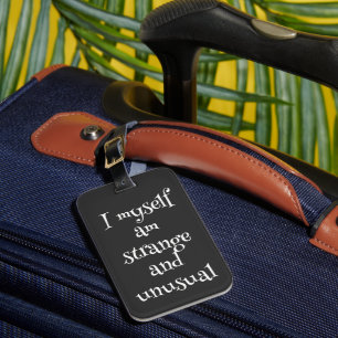 Gothic quote Bagagelabel: "Ik ben zelf vreemd Bagagelabel