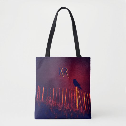 Gothic Quoth The Raven under Midnight Sky, Monogra Tote Bag (Voorkant)