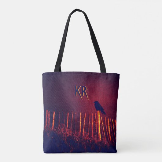 Gothic Quoth The Raven under Midnight Sky, Monogra Tote Bag (Achterkant)