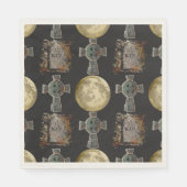 Gothic R.I.P. Grafsteen Keltisch Kruis Volle Maan Servet (Voorkant)