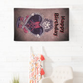 Gothic Rag Doll Lace Trimmed black Heart Red Black Spandoek (Insitu)