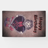 Gothic Rag Doll Lace Trimmed black Heart Red Black Spandoek (Horizontaal)