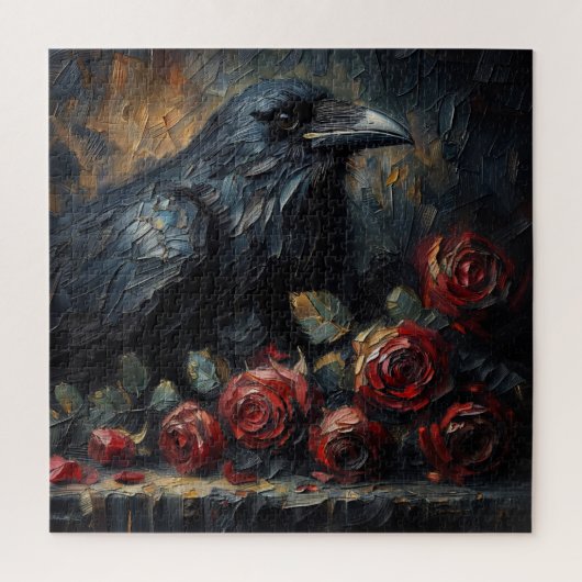 Gothic Raven and Roses Moody Painting Puzzle Legpuzzel (Verticaal)