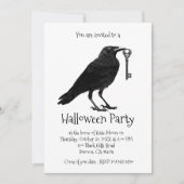 Gothic Raven and Skeleton Key Halloween Party Kaart (Voorkant)