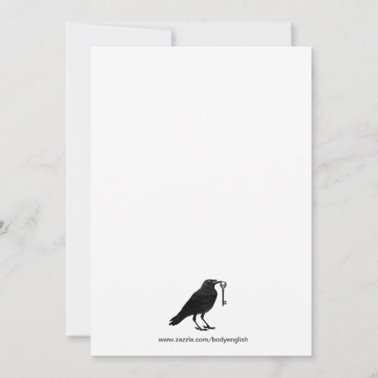 Gothic Raven and Skeleton Key Halloween Party Kaart (Achterkant)