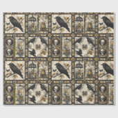 Gothic Raven and Skull Victorian Romance Print Cadeaupapier (Vlak)