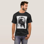 Gothic Raven Bird met Wiccan en Occulte Symbolen G T-shirt (Voorkant volledig)