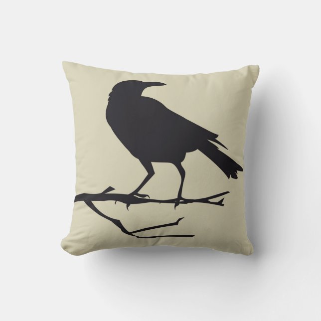 Gothic Raven Bird Pillow Style 3 Kussen (Voorkant)