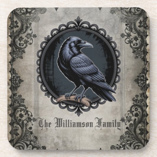 Gothic Raven Black Bier Onderzetter (Voorkant)
