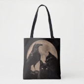 Gothic Raven, Black Cats and Moon Tote Bag (Voorkant)