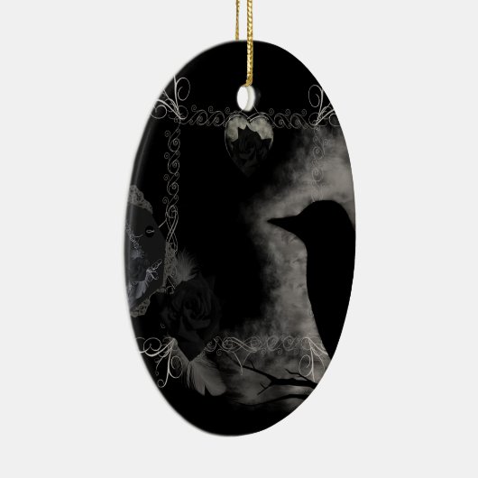 Gothic Raven Black Rozen Ornament (Rechts)