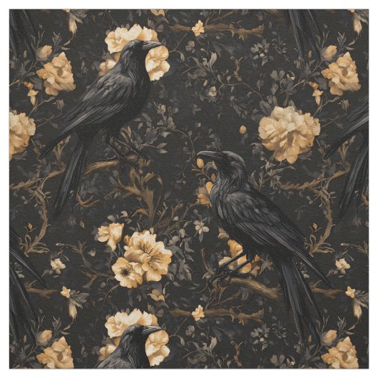 Gothic Raven Bloem Kraai Stof (Swatch)