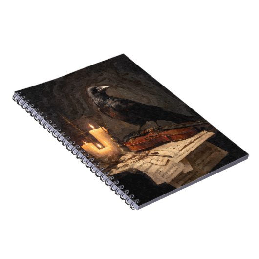 Gothic Raven Candlelight Violin Notebook Notitieboek (Rechterzijde)
