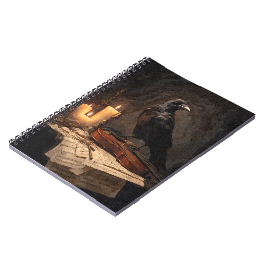 Gothic Raven Candlelight Violin Notebook Notitieboek (Linkerzijde)