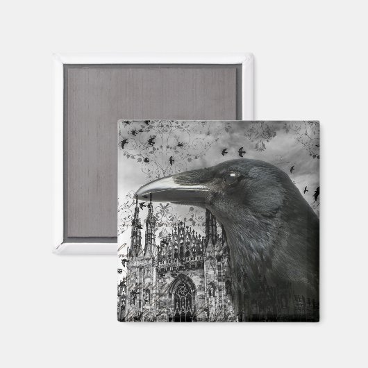 Gothic Raven Collage Magneet (Voorkant / Achterkant)