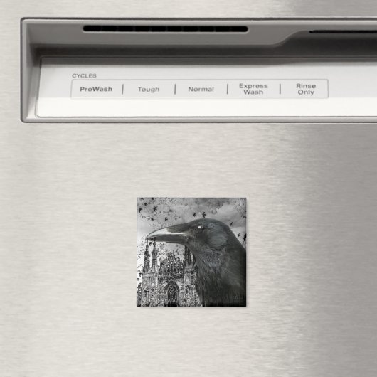 Gothic Raven Collage Magneet (Insitu (Vaatwasser))