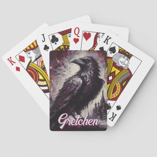 Gothic Raven Crow Bird Painting Personalized Pokerkaarten (Achterkant)