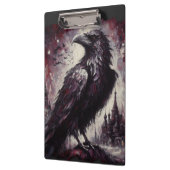 Gothic Raven Crow Bird Schilderij Zwart Grijs Klembord (Links)