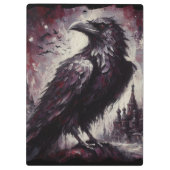 Gothic Raven Crow Bird Schilderij Zwart Grijs Klembord (Achterkant)