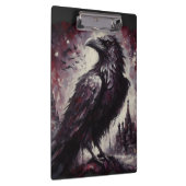 Gothic Raven Crow Bird Schilderij Zwart Grijs Klembord (Rechts)